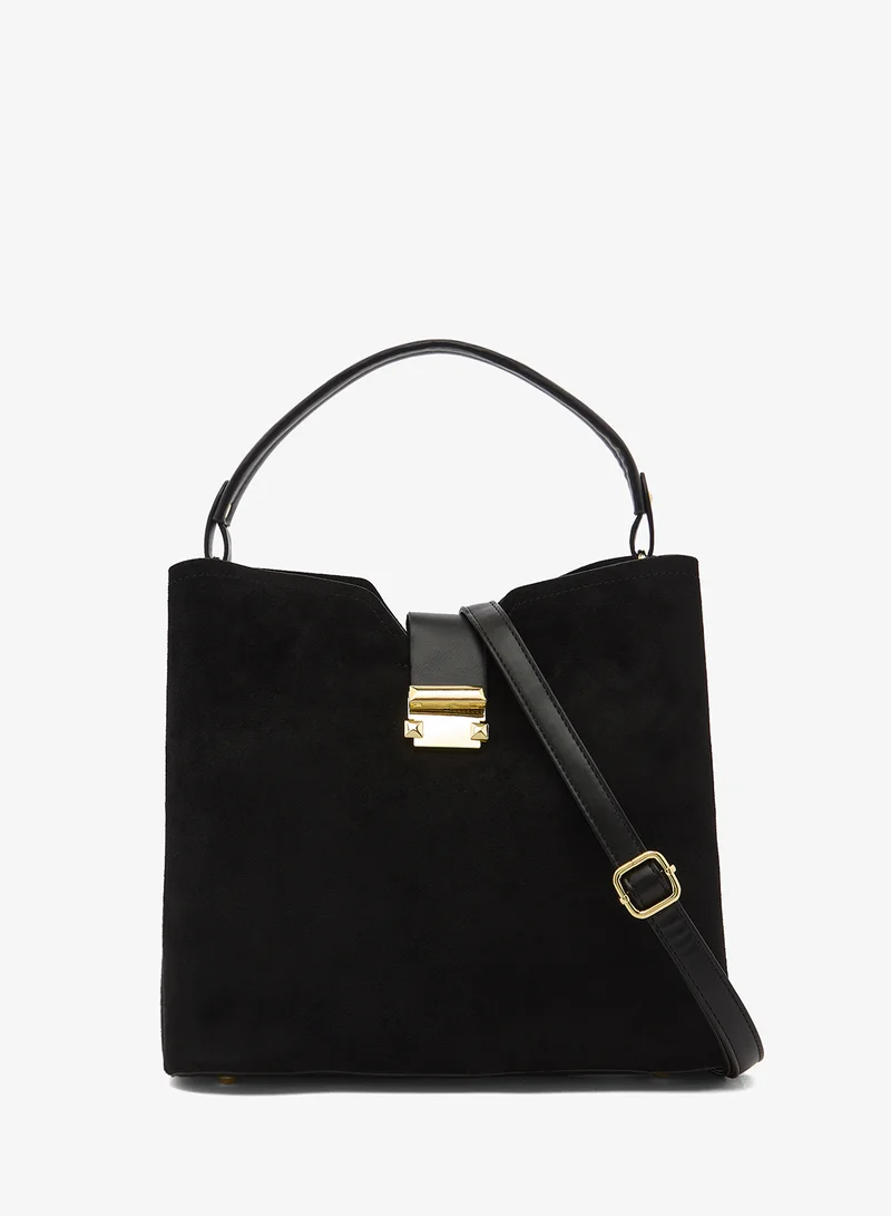ايلا Gold Accent Detail Structured Bucket Bag With Top Handle And Strap